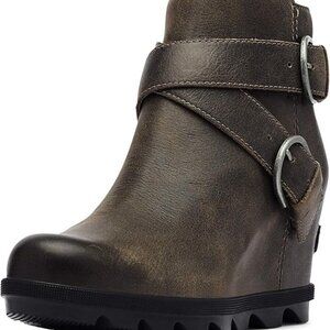 Sorel Women's Joan of Arctic Wedge II Buckle Boot Light Rain Waterproof - Quarry